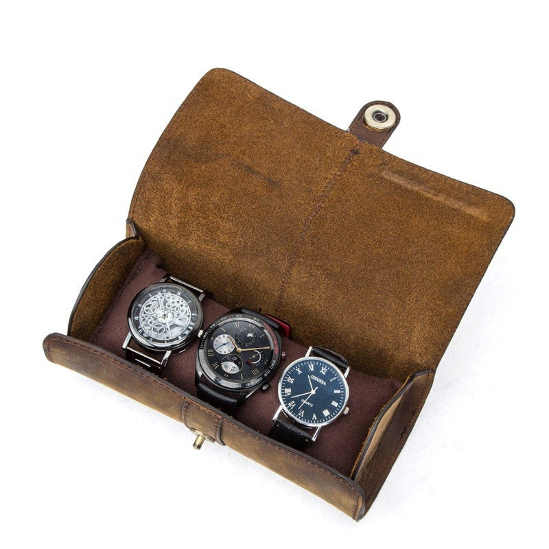 Genuine Leather Watch Roll – 3 Positions-0